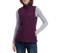 33,000ft Chaleco de forro polar para mujer, chaqueta, cuello alto, ultraligero, chalecos exteriores tops con bolsillos, cremallera, chalecos, chaleco para mujer, rojo oscuro, 50