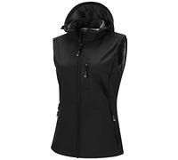 33,000ft Chalecos softshell para mujer con capucha desmontable forro polar sin mangas chaqueta impermeable a prueba de viento chaleco deportivo con 5 bolsillos para equitación correr senderismo,