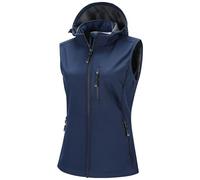 33,000ft Chalecos softshell para mujer con capucha desmontable forro polar sin mangas chaqueta impermeable a prueba de viento chaleco deportivo con 5 bolsillos para equitación correr senderismo, azul,