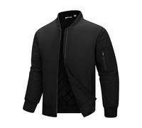 33,000ft Chaqueta bomber para hombre, impermeable, cortavientos, chaqueta de entretiempo, chaqueta ligera para otoño e invierno, chaqueta con 4 bolsillos, Negro , XL