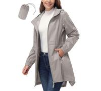 33,000ft Chubasquero plegable fino impermeable para mujer con capucha, poncho de lluvia ligero transpirable de viaje, chaqueta cortavientos larga para mujer, caqui, XL