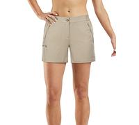 33,000ft Pantalones Cortos de Senderismo para Mujer, Deporte Bermudas Ligeras y Transpirables de Secado Rápido para Mujer, UPF50 + Pantalones Protectores para Caminar y Viajes(Caqui,44)