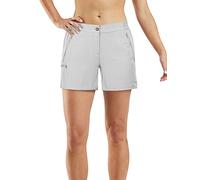 33,000ft Pantalones Cortos de Senderismo para Mujer, Deporte Bermudas Ligeras y Transpirables de Secado Rápido para Mujer, UPF50 + Pantalones Protectores para Caminar y Viajes(Gris Claro,46)