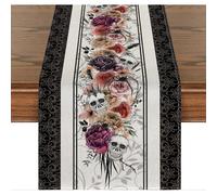 (33*229cm-B) Mantel con estampado de calabaza, calavera y fantasma de Halloween, mantel sangriento para