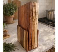 33×25,5×2 cm Set de Tablas de Cortar de Madera con Forma de Libro para Cocina, Tablas de Cortar de Madera Estilo Libro con Soporte, Set de 3 Tablas de Cortar de Madera, Regalo Inauguración Casa