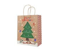 33/27/21cm Bolsas de Regalo de Papel de Navidad Grandes Feliz árbol de Navidad Impreso Año Nuevo Presente Dulces Ropa Bolsas de Embalaje Paper-Q01,21x15x8cm 5pcs,5 Piezas