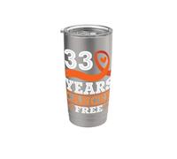 33 Años de Cáncer Cinta Naranja Libre Leucemia Guerrero Sobreviviente Vaso térmico de acero inoxidable de doble pared