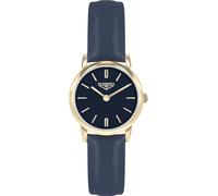 33 ELEMENT Reloj de Pulsera analógico de Cuarzo para Mujer con Correa de Piel, Cristal de Zafiro, Caja de Acero Inoxidable, 30 WR, Azul Dorado, Clásico