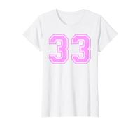 33 Número Treinta y Tres Deportes Varsity College Girl Matching Camiseta gráfica económica, Mujer, Blanco, XS