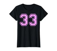 33 Número Treinta y Tres Deportes Varsity College Girl Matching Camiseta gráfica económica, Mujer, Negro, M