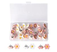 33 Pcs Chinchetas para Corcho, Chinchetas Pared de Flores Decorativas de Cabeza Flores para Marca de Mapa Fotos Tablones de Anuncios Tablero de Corcho Decoración(Blanco,Rosa,Rosa Oscuro)
