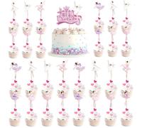 33 Piezas Adorno para Tarta de Bailarina Rosa, Ballet Niña Decoracion Tarta Cupcake Decoración Cumpleaños Infantiles Cake Topper para Bodas, Manualidades, Baby Showers, Fiestas De Cumpleaños