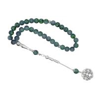 33 Single Ear Green Glass Pattern Muslim Rosary Beads | 10cm Arab Prayer Fashion Men's and Women's Bracelets/car Hanging