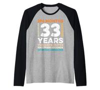 33 Years Old 396 Months of Being Awesome 33rd Birthday Gifts Camiseta Manga Raglan