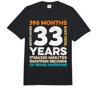 33 Years Old 396 Months of Being Awesome 33rd Birthday Gifts Comfort Colors Adult Heavyweight T-Shirt