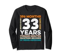 33 Years Old 396 Months of Being Awesome 33rd Birthday Gifts Manga Larga