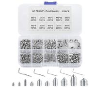 330 Piezas Tornillos Prisioneros de Cabeza Hexagonal, M3/M4/M5/M6/M8 Tornillos Cónicos, Tornillos Varilla Roscada con Hexágono Interior para Manijas de Puertas, con 5 Llave Allen
