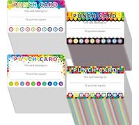 332 Tarjetas Perforadas, 4 Diseños Tarjetas de Recompensa de Incentivo, Premios Estudiantiles Tarjetas de Lealtad para Negocios, Aula, Comportamiento Infantil, Estudiantes, Maestros (5cm x 9cm)