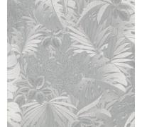 33301 - Papel Tapiz Plateado De Hojas De Selva Metálicas Eden Galerie