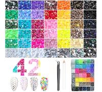 33600 piezas de diamantes de imitación para uñas, BetterJonny Hitzefix Strass para manualidades, 3 mm Nail Art Strass Flatback piedras preciosas redondas con pinzas y punteado lápiz para DIY artesanía