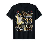 33rd Birthday Queen Blessed by God 33 Fabulous Since 1993 Camiseta