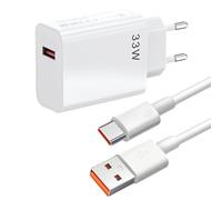 33W Cargador Rapido para Xiaomi con Cable USB Tipo C de 2M, Cargador de Pared de Carga Rápida Compatible con Xiaomi Redmi 14, 13, 12, 12t, 12s, 11, 11s, Pro, Plus, Nota K60, K50, Poco X6, F5, X5