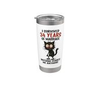 34º aniversario de bodas, sobreviví a 34 años de matrimonio Vaso térmico de acero inoxidable de doble pared