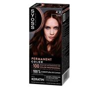 SYOSS Permanent Color 4-2 Caoba, tinte de pelo y mascarilla intensiva con keratina, para una cobertura profesional de canas, color duradero y cuidado intensivo