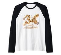 34 Feliz Cumpleaños Portugal Feliz Cumpleaños Portugués Camiseta Manga Raglan