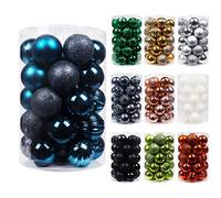 34 Piezas Bolas de Navidad 4cm 6cm Bolas Árbol de Navidad Decoración Bolas Navidad Inastillable Plástico Adornos Árbol Navidad (Azúl Noche, 6cm)