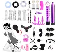 34 Piezas SM Bondage Kit, BDSM Restraints Kits con Plug Anal Butt Plug Máscara y Sexual Esposas, Erótico Set Juguetes Sexuales para Parejas Bondage Set Esposas para Principiantes y Experimentados