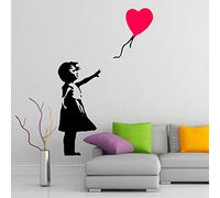 (34 x 50 cm) Banksy de vinilo adhesivo decorativo para pared de niña con globo/Street Graffiti lámina de decoración de vinilo / + incluye DIY extraíble de tela para el hogar de Vinilo regalo al azar!