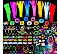 349 Kit Pulseras Luminosas Fluorescentes Niños Adultos - 150 Ultra Brillantes Pulseras Fluorescentes con Gafas/Collares/Aretes Conectores, 8 Colores, para Cumpleaños Fiestas Halloween Navidad Decor