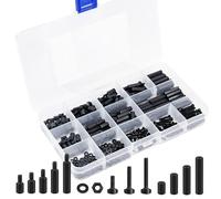 349 unidades M2,5 espaciadores hexagonales de nailon negro tornillos tuercas juego PCB placa / placas de circuitos macho hembra rosca espaciador de plástico tornillos Phillips surtido surtido