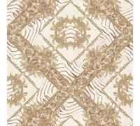 349041 - Papel Tapiz Versace Ornamento Cebra Beige Marrón AS Creation