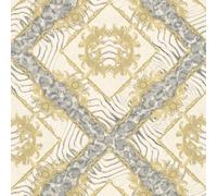 349042 - Papel Tapiz Versace Ornamento Cebra Gris Beige AS Creation