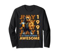 34th Birthday Bear Legends July 1991 34 Years Old For Mens Manga Larga