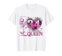 34th Birthday Queen Pink Wine 34 Years Old Women Girls Camiseta