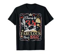 34th Birthday Women Cheers to 34 Years Fabulous Since 1992 Camiseta
