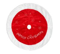 35/48 Inch Christmas Tree Skirt Large Faux Fur White Red Snowflake Double Layer Soft Tree Skirt Christmas Decoration