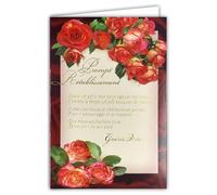 35-758PRET - Tarjeta rápida de recuperación curada rápida con ramo de flores rosas rojas para mujer con sobre blanco, 12 x 17 cm, pequeña palabra cariñosa, pensamiento cálido y pensamiento rápido para