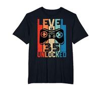 35 Años Cumpleaños Videojuego Level 35 Unlocked Nacido 1986 Camiseta, Hombre Tallas Grandes, Negro, 6X Alto