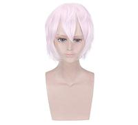 35 cm de longitud rosa blanco y rojo oscuro cosplay peluca juego Arcanum peluca corta cosplay para hombre y mujer peluca cosplay sintética peluca cabeza PL-598-1