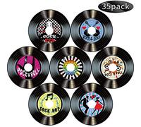 35 Decoraciones de Fiesta Rock and Roll de 1950 7 Pulgadas Recorte de Registro Carteles de Discos Retro Estéticos Decoraciones de Pared para Fiestas Temáticas Musicales de los Años 50