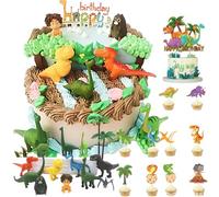35 Decoraciones para Tarta con Temática de Dinosaurios y Tatuajes - Toppers de Dinosaurios para Pasteles de Cumpleaños de Niños - Decoración Colorida y Divertida para una Fiesta Inolvidable