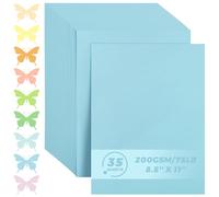 35 hojas de cartulina azul lago, 8.5 x 11 pulgadas, peso pesado, 75 libras/200 g/m², papel grueso de doble cara, perfecto para álbumes de recortes, manualidades, tarjetas, UAP37DB35