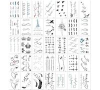 35 Hojas De Pegatinas Pequeñas, Frescas E Impermeables Para Tatuajes Para Chicas, Con Un Patrón Sexy Y Pequeño De Latidos De Corazón Y Golondrinas.