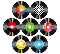 35 piezas 17,8 cm años 50 Rock and Roll música fiesta decoración papel discos de vinilo de colores cortes para fiestas temáticas años 50 decoración pared signos para suministros fiestas musicales