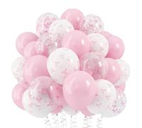 35 piezas de decoraciones con lazos de cumpleaños, globos rosas y blancos, lazos rosas de globos, guirnalda, globos de látex, globos de 12 pulgadas de rosa para cumpleaños, fiesta de princesa