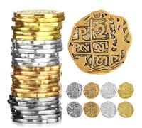 35 Piezas Monedas Piratas de Metal Doblón Español Réplicas Juguetes Moneda del Tesoro Pirata para Decoración de Favores de Fiesta, Bronce, Bronce Antiguo Rojo, Oro Antiguo y Plata Antigua